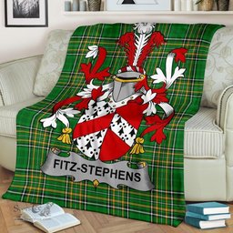 Scottish Fitz-Stephens Coat of Arms Family Crest Ireland Blanket Irish National Tartan Irish County Blanket