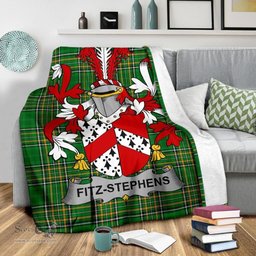 Scottish Fitz-Stephens Coat of Arms Family Crest Ireland Blanket Irish National Tartan Irish County Blanket