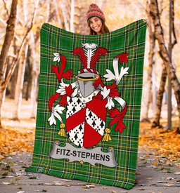 Scottish Fitz-Stephens Coat of Arms Family Crest Ireland Blanket Irish National Tartan Irish County Blanket
