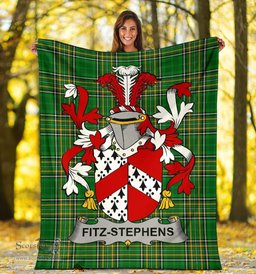 Scottish Fitz-Stephens Coat of Arms Family Crest Ireland Blanket Irish National Tartan Irish County Blanket