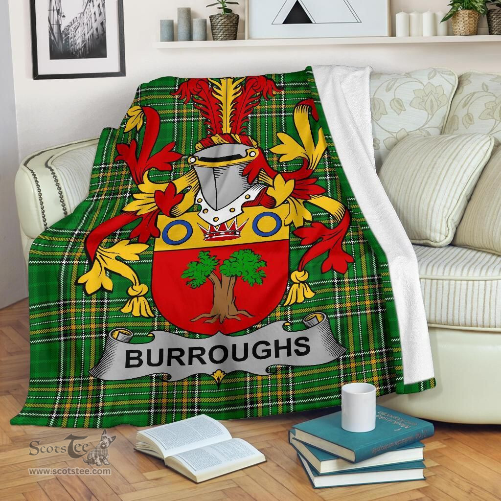 Scottish Burroughs Coat of Arms Family Crest Ireland Blanket Irish National Tartan Irish County Blanket