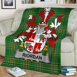 Scottish Riordan or O'Rearden Coat of Arms Family Crest Ireland Blanket Irish National Tartan Irish County Blanket