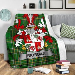 Scottish Riordan or O'Rearden Coat of Arms Family Crest Ireland Blanket Irish National Tartan Irish County Blanket