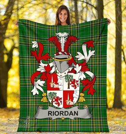Scottish Riordan or O'Rearden Coat of Arms Family Crest Ireland Blanket Irish National Tartan Irish County Blanket