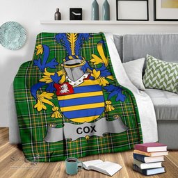 Scottish Cox Coat of Arms Family Crest Ireland Blanket Irish National Tartan Irish County Blanket
