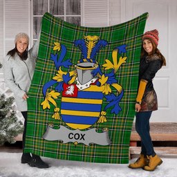 Scottish Cox Coat of Arms Family Crest Ireland Blanket Irish National Tartan Irish County Blanket