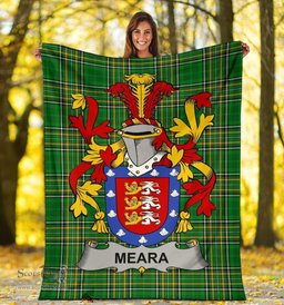 Scottish Meara or O'Mara Coat of Arms Family Crest Ireland Blanket Irish National Tartan Irish County Blanket