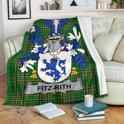 Scottish Fitz-Rith Coat of Arms Family Crest Ireland Blanket Irish National Tartan Irish County Blanket
