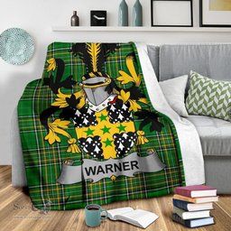 Scottish Warner Coat of Arms Family Crest Ireland Blanket Irish National Tartan Irish County Blanket