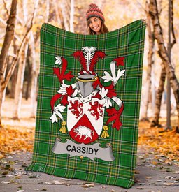 Scottish Cassidy or O'Cassidy Coat of Arms Family Crest Ireland Blanket Irish National Tartan Irish County Blanket