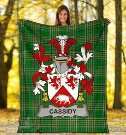 Scottish Cassidy or O'Cassidy Coat of Arms Family Crest Ireland Blanket Irish National Tartan Irish County Blanket