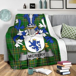 Scottish McRery or McCrery Coat of Arms Family Crest Ireland Blanket Irish National Tartan Irish County Blanket