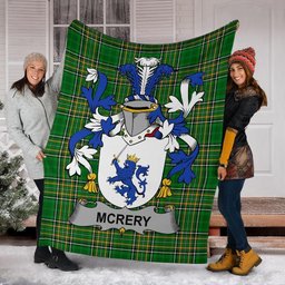 Scottish McRery or McCrery Coat of Arms Family Crest Ireland Blanket Irish National Tartan Irish County Blanket