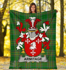 Scottish Armitage Coat of Arms Family Crest Ireland Blanket Irish National Tartan Irish County Blanket
