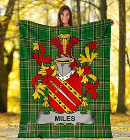 Scottish Miles or Moyles Coat of Arms Family Crest Ireland Blanket Irish National Tartan Irish County Blanket