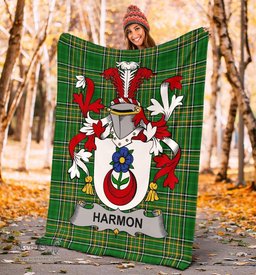 Scottish Harmon Coat of Arms Family Crest Ireland Blanket Irish National Tartan Irish County Blanket