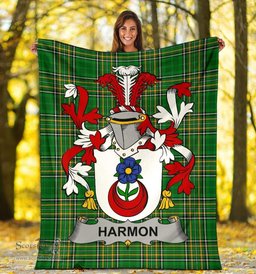 Scottish Harmon Coat of Arms Family Crest Ireland Blanket Irish National Tartan Irish County Blanket