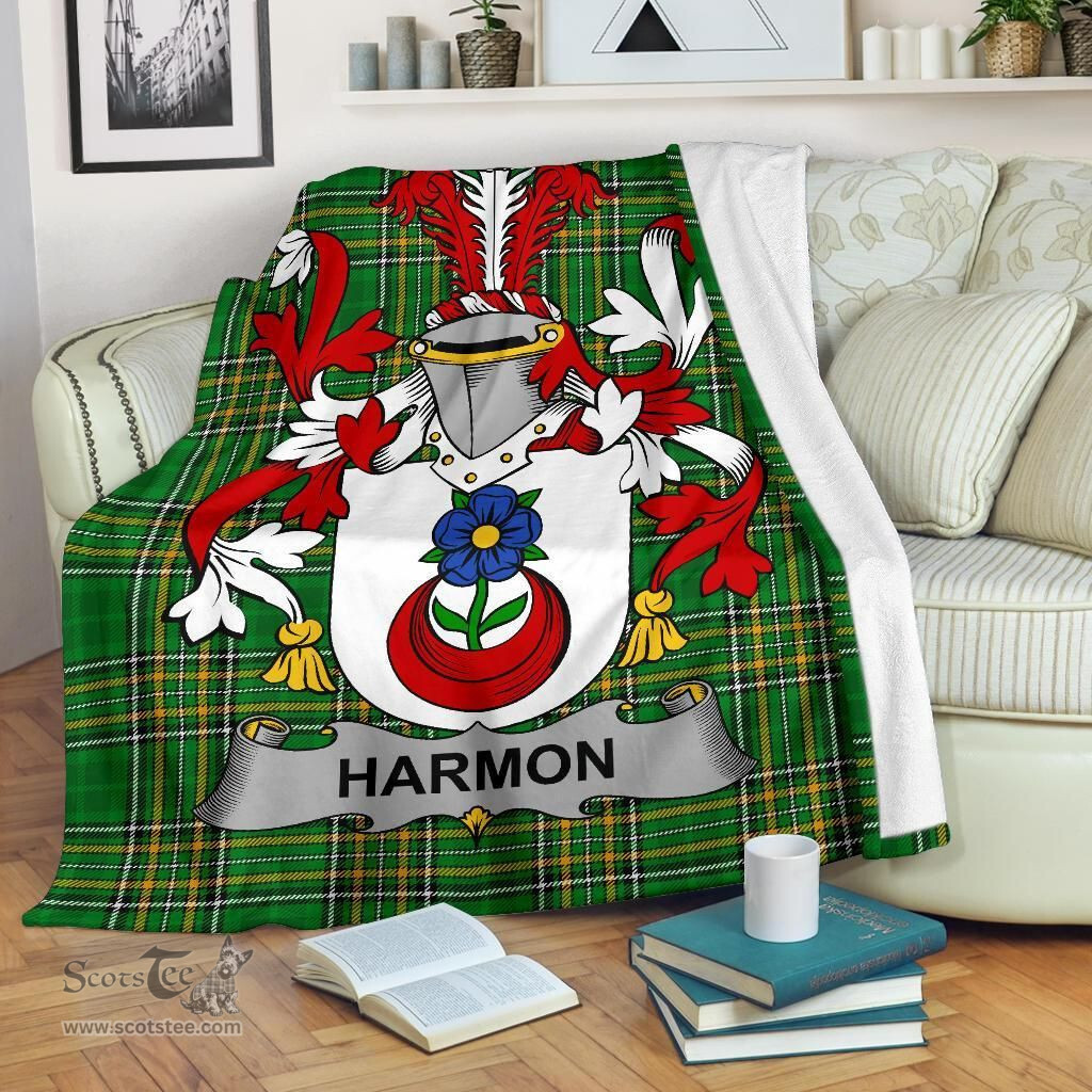 Scottish Harmon Coat of Arms Family Crest Ireland Blanket Irish National Tartan Irish County Blanket