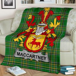 Scottish McCartney or MacCartney Coat of Arms Family Crest Ireland Blanket Irish National Tartan Irish County Blanket