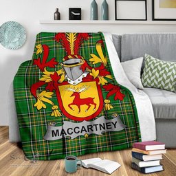 Scottish McCartney or MacCartney Coat of Arms Family Crest Ireland Blanket Irish National Tartan Irish County Blanket