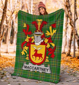 Scottish McCartney or MacCartney Coat of Arms Family Crest Ireland Blanket Irish National Tartan Irish County Blanket