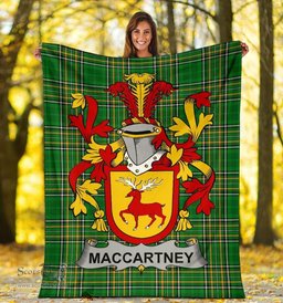 Scottish McCartney or MacCartney Coat of Arms Family Crest Ireland Blanket Irish National Tartan Irish County Blanket