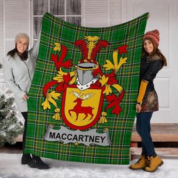 Scottish McCartney or MacCartney Coat of Arms Family Crest Ireland Blanket Irish National Tartan Irish County Blanket