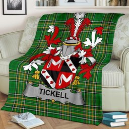 Scottish Tickell Coat of Arms Family Crest Ireland Blanket Irish National Tartan Irish County Blanket
