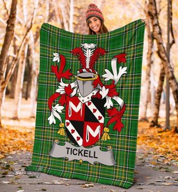 Scottish Tickell Coat of Arms Family Crest Ireland Blanket Irish National Tartan Irish County Blanket