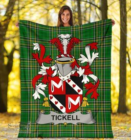 Scottish Tickell Coat of Arms Family Crest Ireland Blanket Irish National Tartan Irish County Blanket