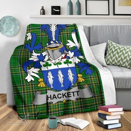 Scottish Hackett Coat of Arms Family Crest Ireland Blanket Irish National Tartan Irish County Blanket