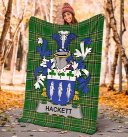 Scottish Hackett Coat of Arms Family Crest Ireland Blanket Irish National Tartan Irish County Blanket