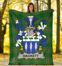 Scottish Hackett Coat of Arms Family Crest Ireland Blanket Irish National Tartan Irish County Blanket
