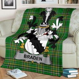 Scottish Braden or O'Braden Coat of Arms Family Crest Ireland Blanket Irish National Tartan Irish County Blanket