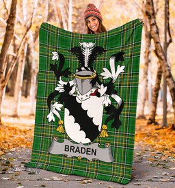 Scottish Braden or O'Braden Coat of Arms Family Crest Ireland Blanket Irish National Tartan Irish County Blanket