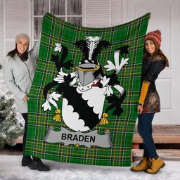 Scottish Braden or O'Braden Coat of Arms Family Crest Ireland Blanket Irish National Tartan Irish County Blanket