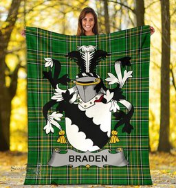 Scottish Braden or O'Braden Coat of Arms Family Crest Ireland Blanket Irish National Tartan Irish County Blanket