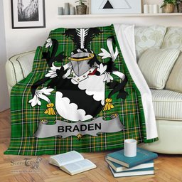 Scottish Braden or O'Braden Coat of Arms Family Crest Ireland Blanket Irish National Tartan Irish County Blanket