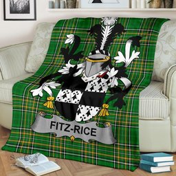 Scottish Fitz-Rice Coat of Arms Family Crest Ireland Blanket Irish National Tartan Irish County Blanket