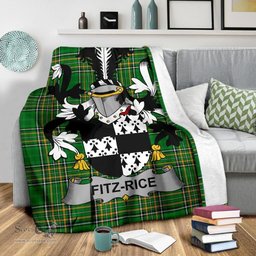 Scottish Fitz-Rice Coat of Arms Family Crest Ireland Blanket Irish National Tartan Irish County Blanket