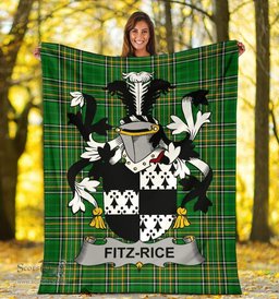 Scottish Fitz-Rice Coat of Arms Family Crest Ireland Blanket Irish National Tartan Irish County Blanket