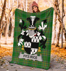 Scottish Fitz-Rice Coat of Arms Family Crest Ireland Blanket Irish National Tartan Irish County Blanket