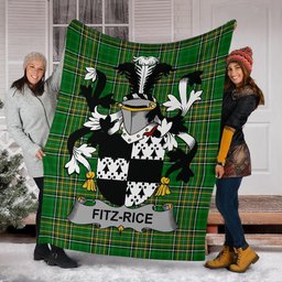 Scottish Fitz-Rice Coat of Arms Family Crest Ireland Blanket Irish National Tartan Irish County Blanket