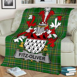 Scottish Fitz-Oliver Coat of Arms Family Crest Ireland Blanket Irish National Tartan Irish County Blanket