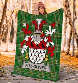 Scottish Fitz-Oliver Coat of Arms Family Crest Ireland Blanket Irish National Tartan Irish County Blanket