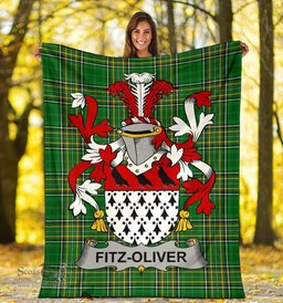 Scottish Fitz-Oliver Coat of Arms Family Crest Ireland Blanket Irish National Tartan Irish County Blanket