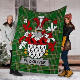 Scottish Fitz-Oliver Coat of Arms Family Crest Ireland Blanket Irish National Tartan Irish County Blanket