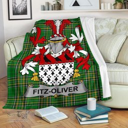 Scottish Fitz-Oliver Coat of Arms Family Crest Ireland Blanket Irish National Tartan Irish County Blanket