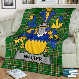 Scottish Walter Coat of Arms Family Crest Ireland Blanket Irish National Tartan Irish County Blanket