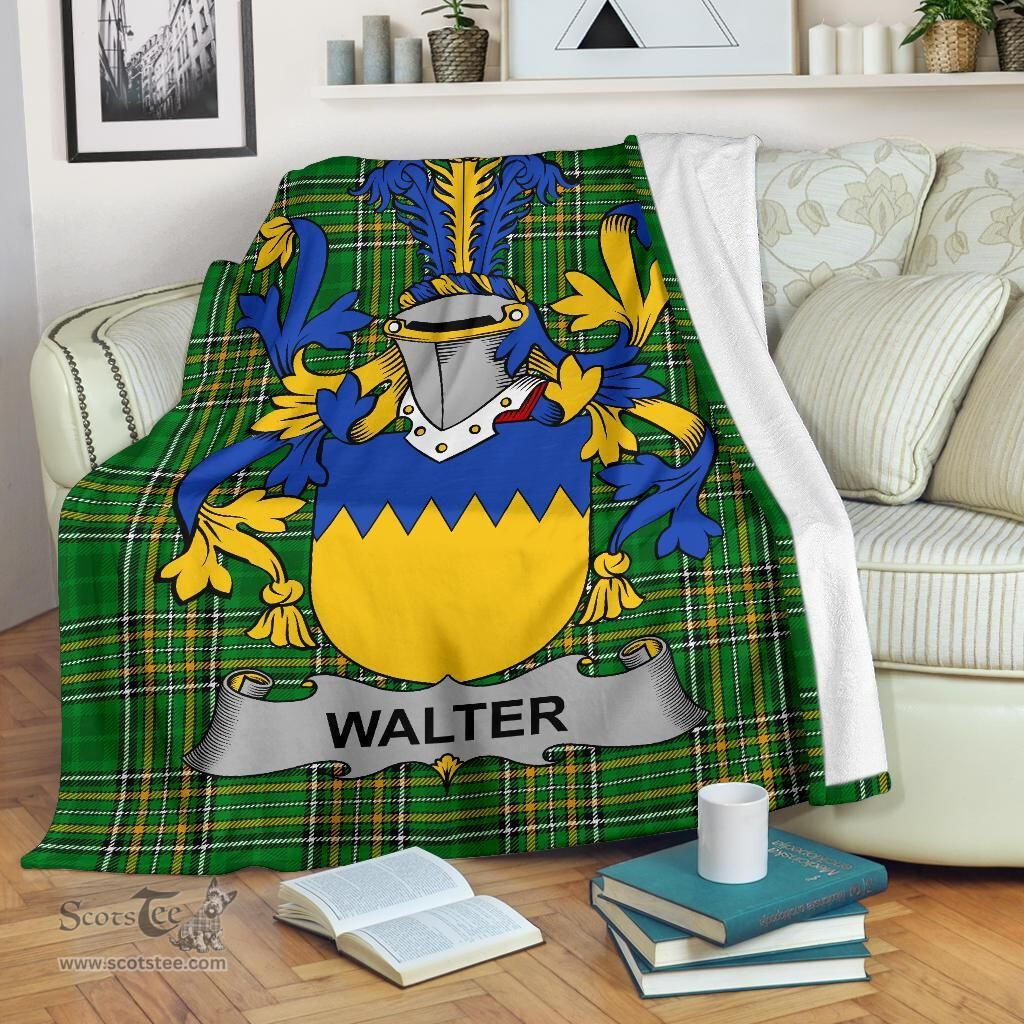 Scottish Walter Coat of Arms Family Crest Ireland Blanket Irish National Tartan Irish County Blanket